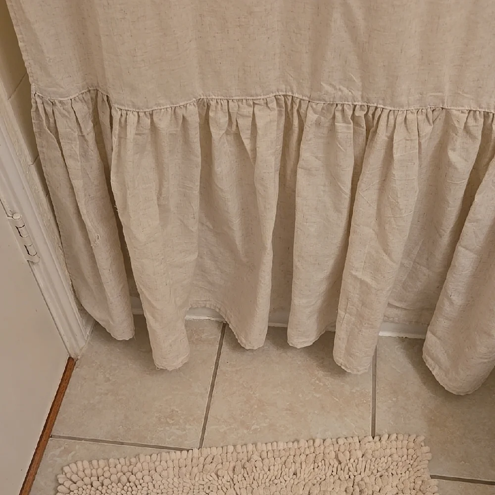 Cream Ruffled Shower Curtain